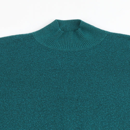 Marks and Spencer Womens Green Mock Neck Polyester Pullover Jumper Size L