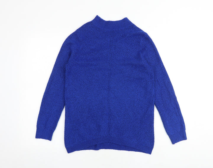 M&Co Womens Blue Mock Neck Acrylic Pullover Jumper Size 12