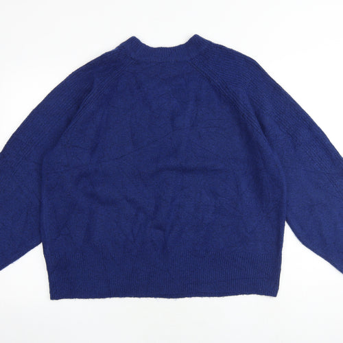 Marks and Spencer Womens Blue Round Neck Acrylic Pullover Jumper Size L