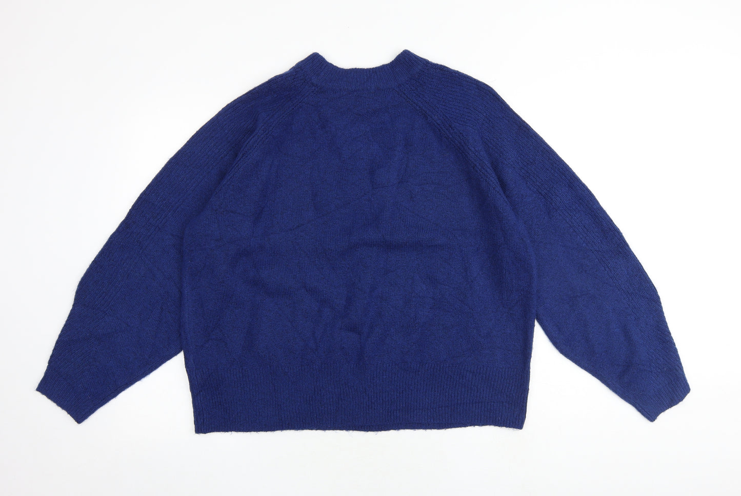 Marks and Spencer Womens Blue Round Neck Acrylic Pullover Jumper Size L