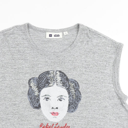 Gap Womens Grey Polyester Basic T-Shirt Size XL Round Neck - Star Wars