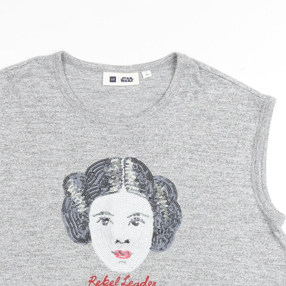 Gap Womens Grey Polyester Basic T-Shirt Size XL Round Neck - Star Wars