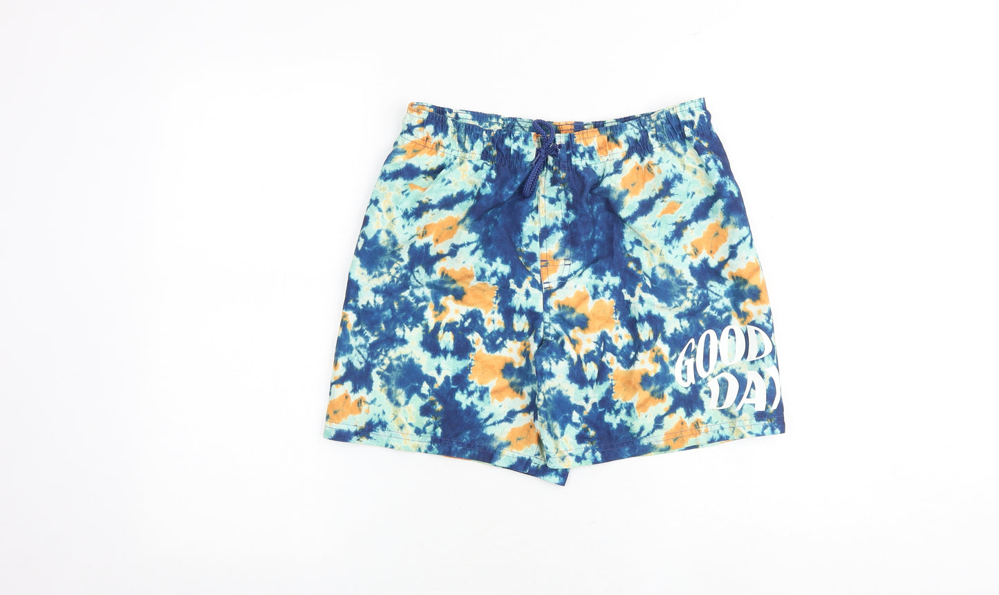 H&M Boys Multicoloured Geometric Polyester Bermuda Shorts Size 12-13 Years Regular Drawstring - Swim Shorts