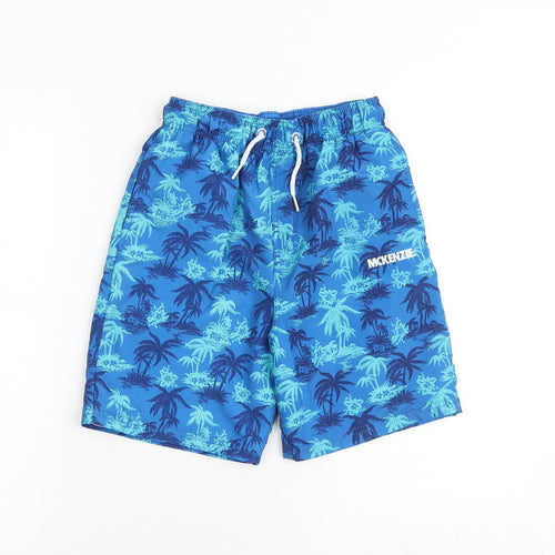 McKenzie Boys Blue Geometric Polyester Bermuda Shorts Size 12-13 Years Regular Drawstring - Swim Shorts Palm Print