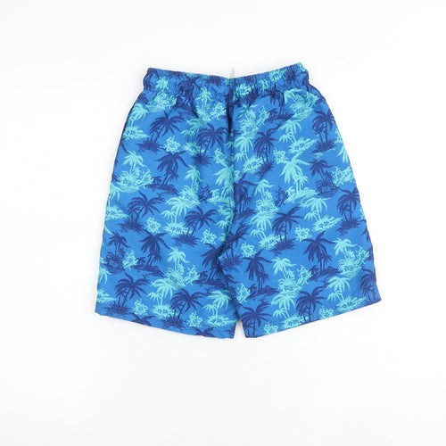 McKenzie Boys Blue Geometric Polyester Bermuda Shorts Size 12-13 Years Regular Drawstring - Swim Shorts Palm Print