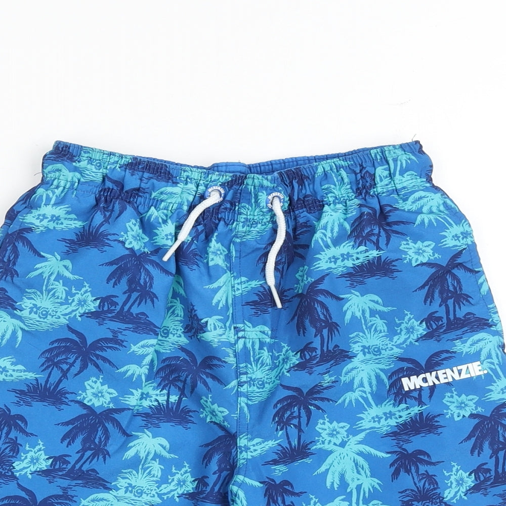 McKenzie Boys Blue Geometric Polyester Bermuda Shorts Size 12-13 Years Regular Drawstring - Swim Shorts Palm Print