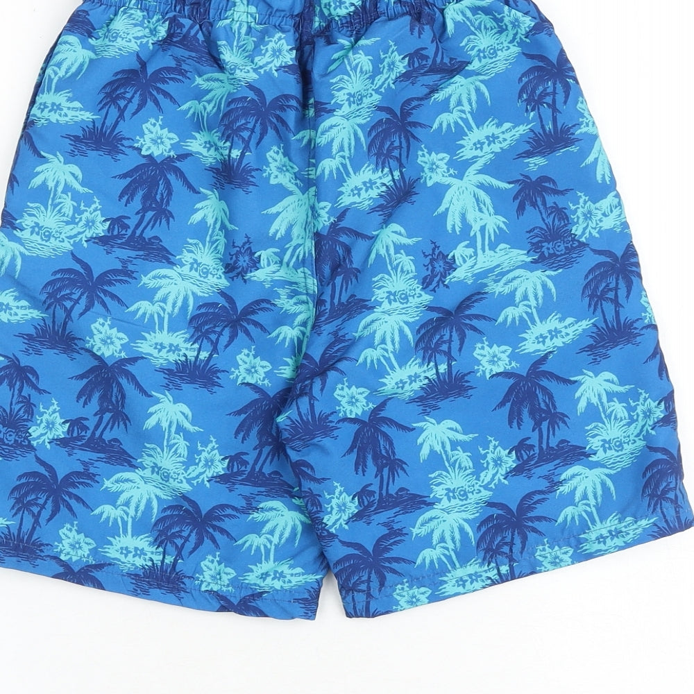 McKenzie Boys Blue Geometric Polyester Bermuda Shorts Size 12-13 Years Regular Drawstring - Swim Shorts Palm Print