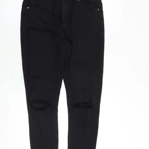 Topshop Womens Black Cotton Skinny Jeans Size 30 in Regular Zip