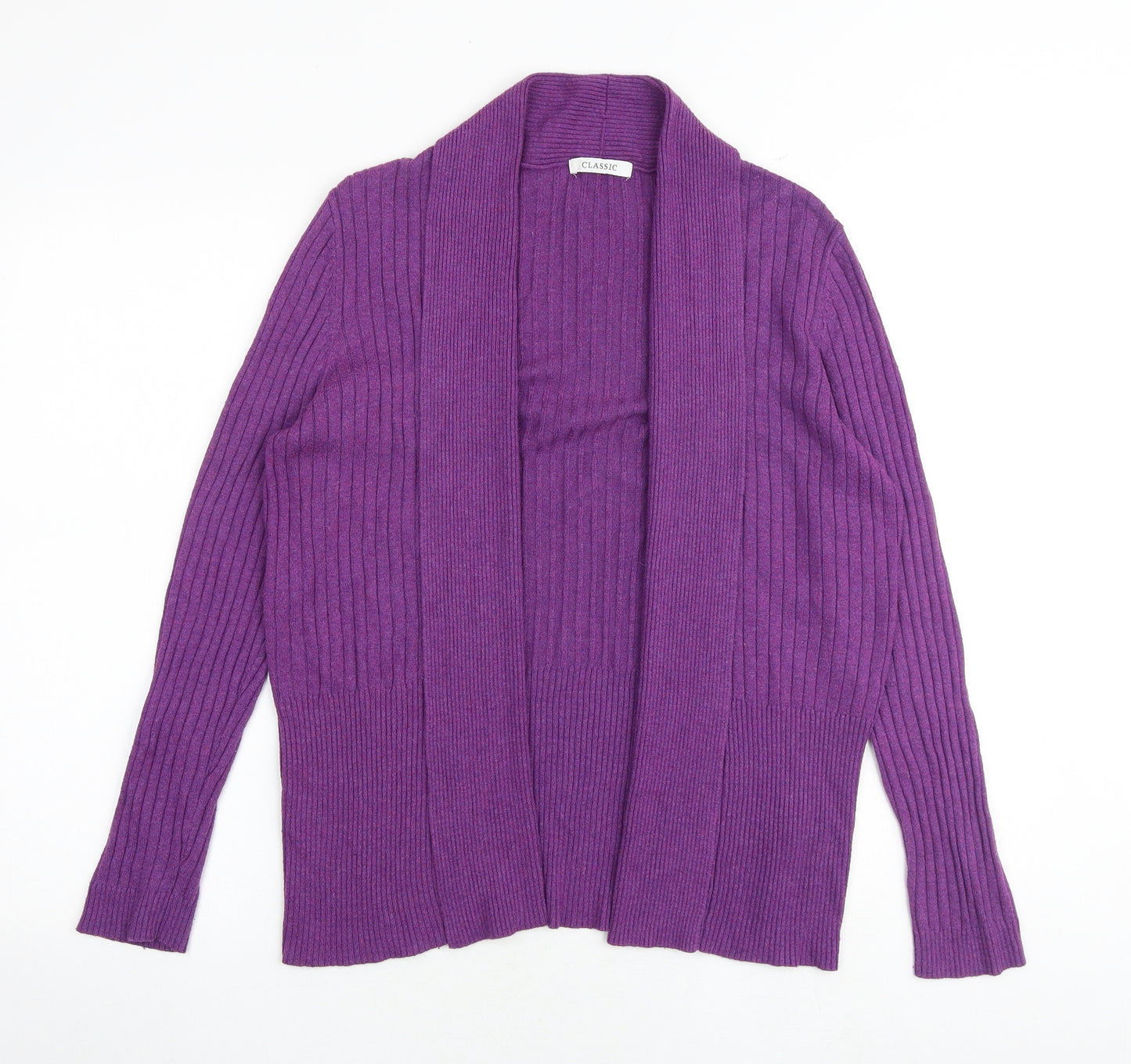 Classic Womens Purple V-Neck Viscose Cardigan Jumper Size 12