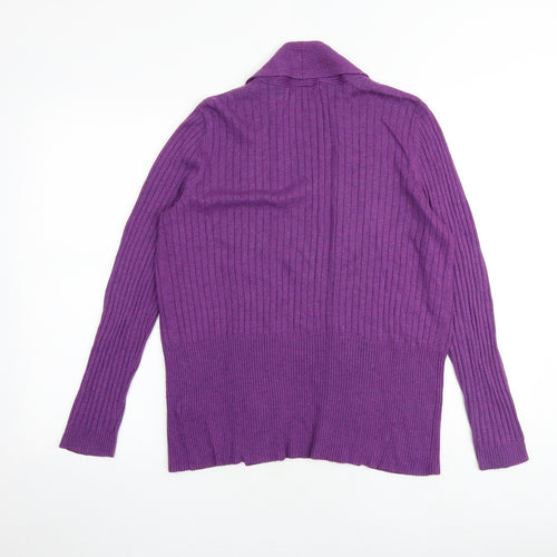 Classic Womens Purple V-Neck Viscose Cardigan Jumper Size 12