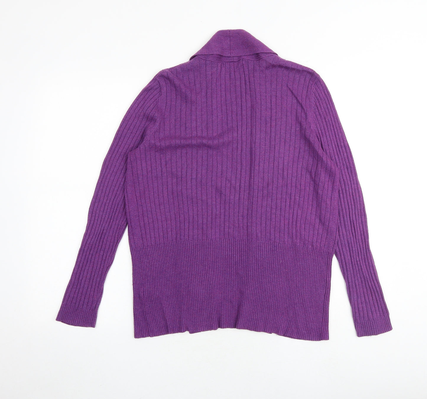 Classic Womens Purple V-Neck Viscose Cardigan Jumper Size 12