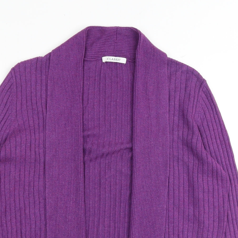 Classic Womens Purple V-Neck Viscose Cardigan Jumper Size 12
