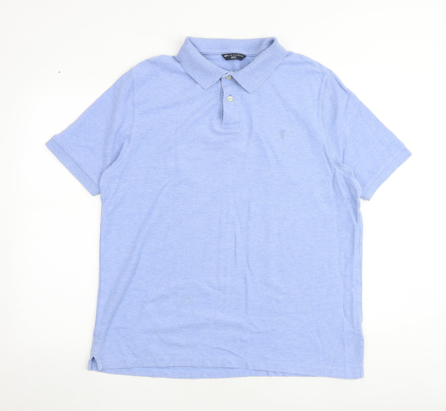 Blue Harbour Mens Blue 100% Cotton Polo Size XL Collared Button