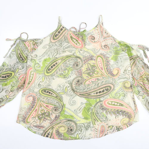 NEXT Womens Multicoloured Paisley Viscose Basic Blouse Size 14 Round Neck - Cold Shoulder