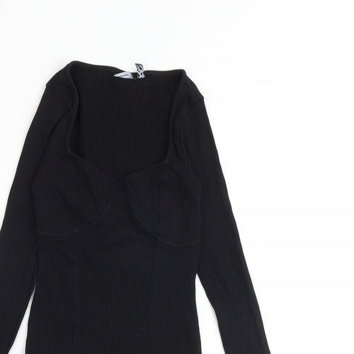 ASOS Womens Black Cotton Bodysuit One-Piece Size 6 Snap