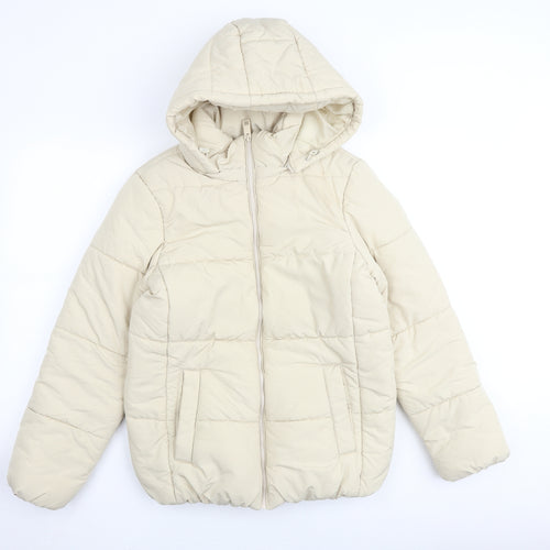 Marks and Spencer Womens Ivory Puffer Jacket Jacket Size 10 Zip