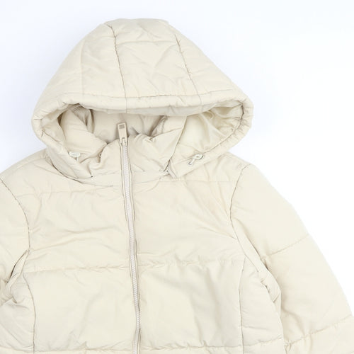 Marks and Spencer Womens Ivory Puffer Jacket Jacket Size 10 Zip