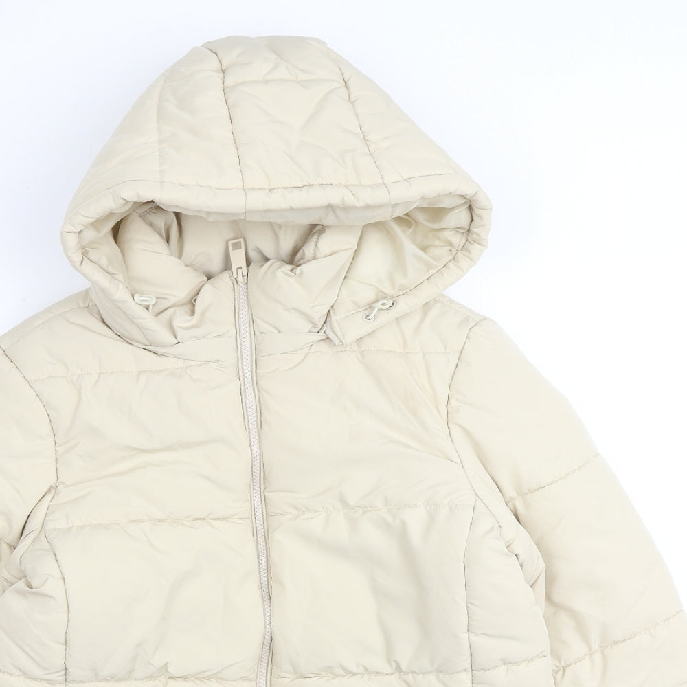 Marks and Spencer Womens Ivory Puffer Jacket Jacket Size 10 Zip