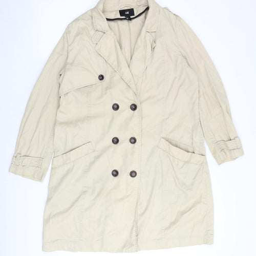 H&M Womens Beige Trench Coat Coat Size 16 Button