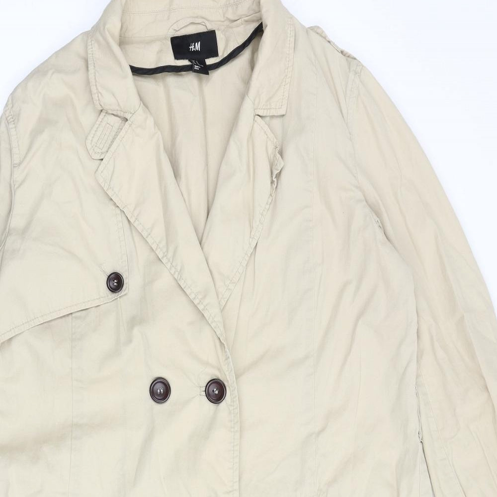 H&M Womens Beige Trench Coat Coat Size 16 Button