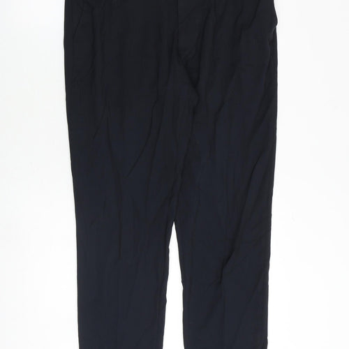 Marks and Spencer Mens Black Polyester Dress Pants Trousers Size 34 in Regular Zip