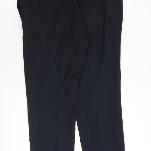 Marks and Spencer Mens Black Polyester Dress Pants Trousers Size 34 in Regular Zip