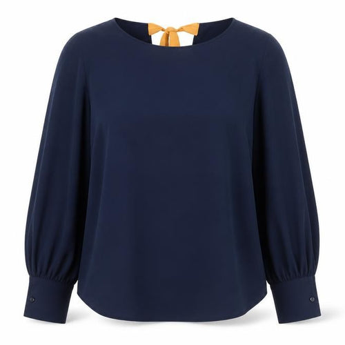 Mango Womens Blue Polyester Basic Blouse Size S Boat Neck
