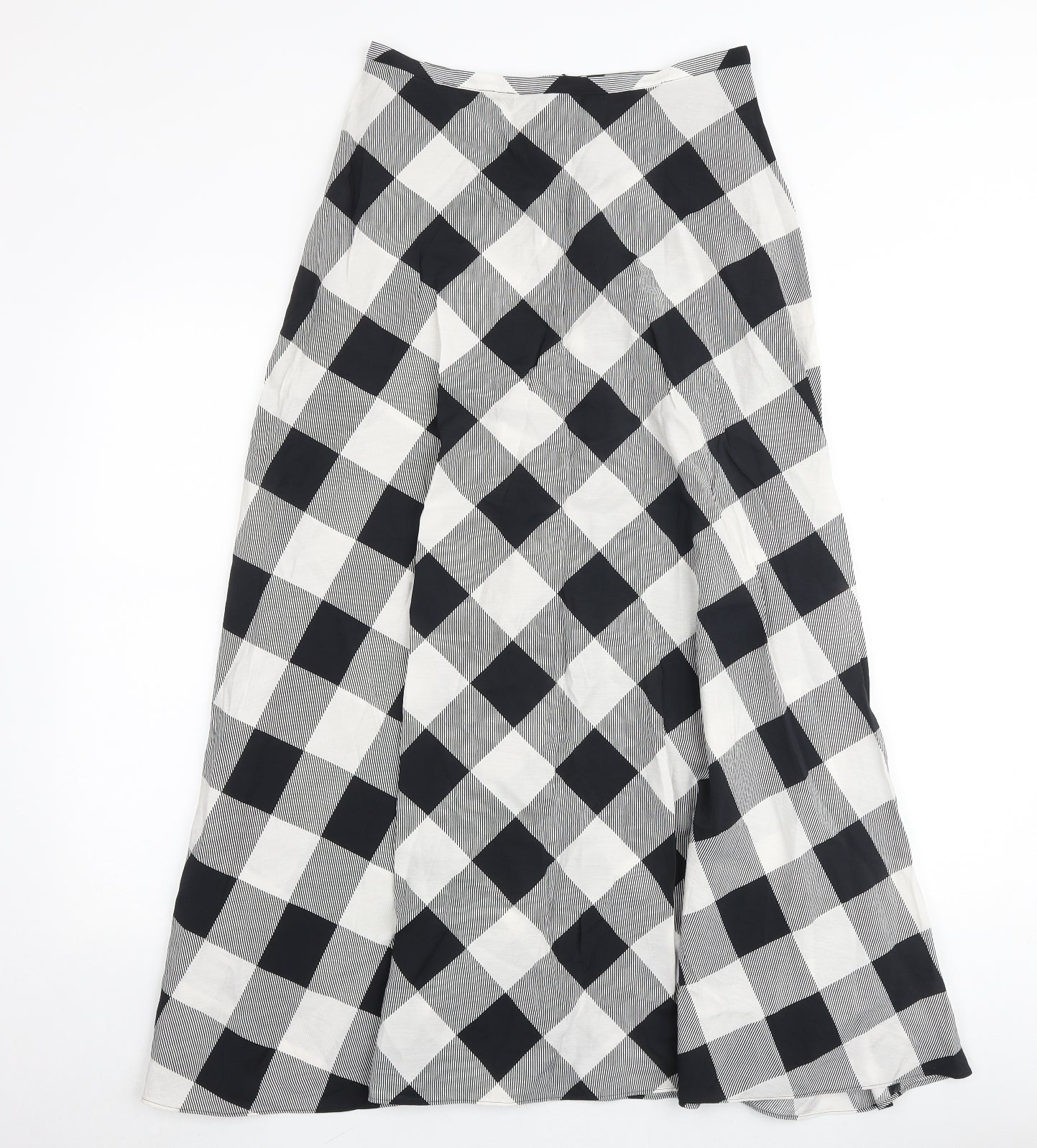 Marks and Spencer Womens Multicoloured Check Viscose Swing Skirt Size 10 Zip