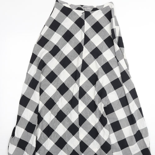 Marks and Spencer Womens Multicoloured Check Viscose Swing Skirt Size 10 Zip