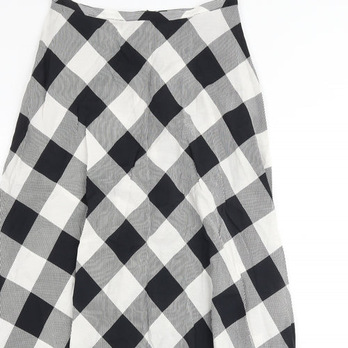 Marks and Spencer Womens Multicoloured Check Viscose Swing Skirt Size 10 Zip
