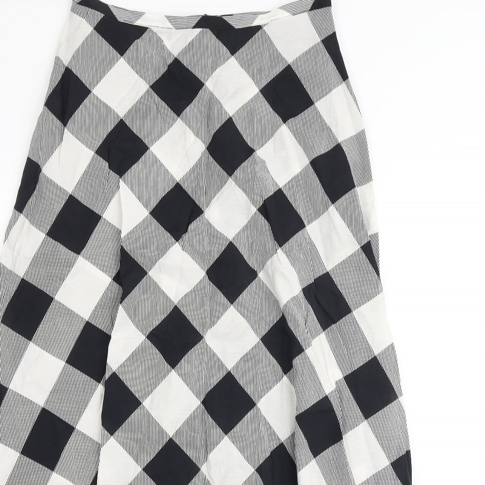 Marks and Spencer Womens Multicoloured Check Viscose Swing Skirt Size 10 Zip