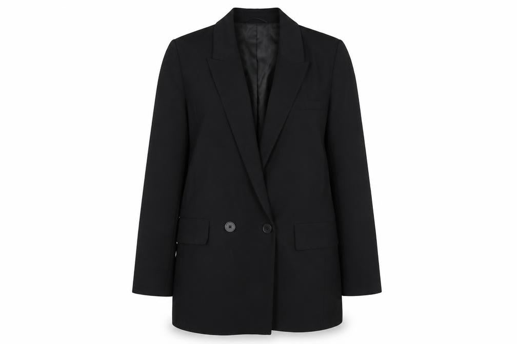 Front view of Marks & Spencer women’s black polyester jacket suit jacket, size UK 14