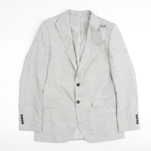 Marks and Spencer Mens Grey Flax Jacket Suit Jacket Size 38 Regular