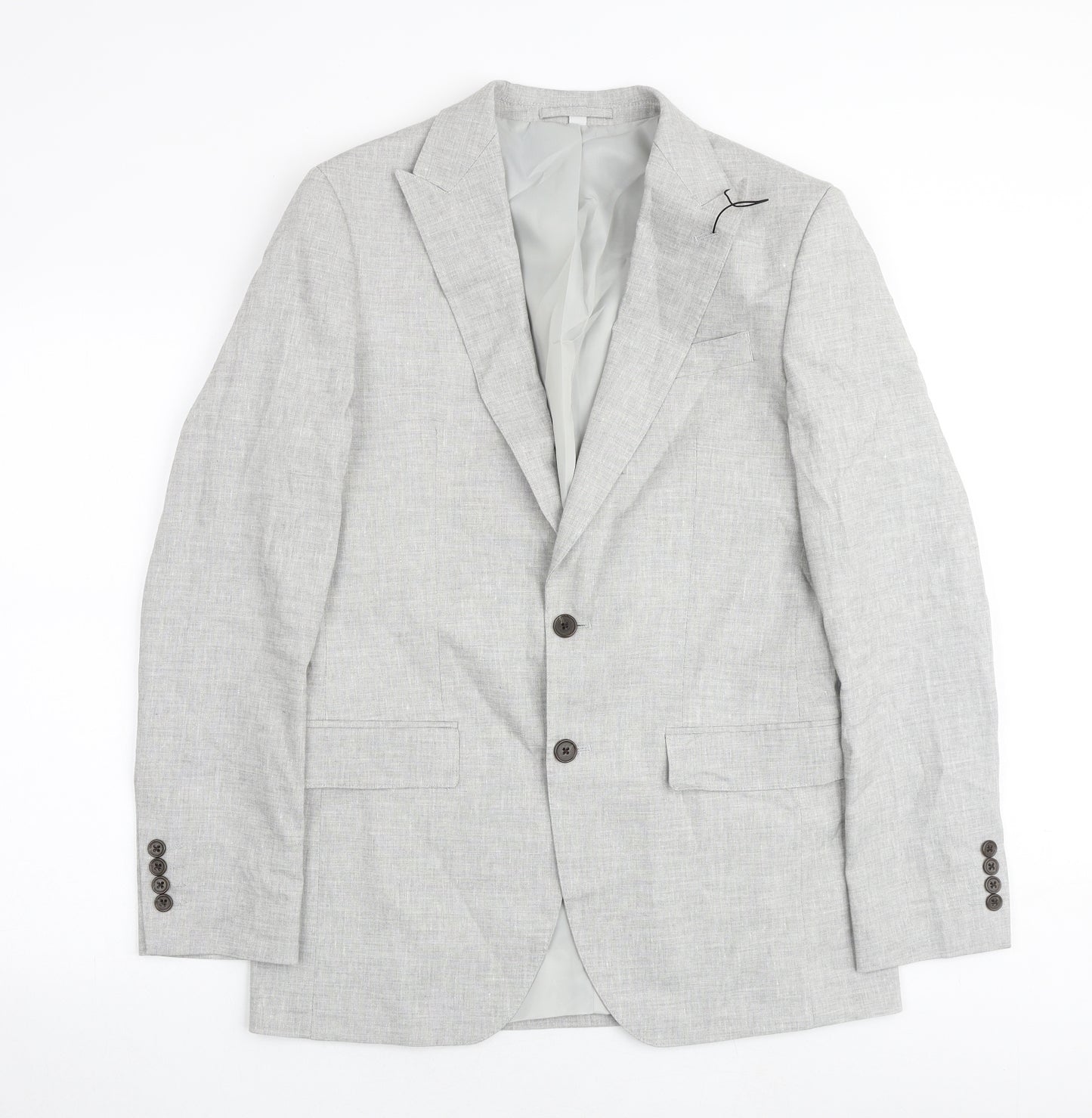 Marks and Spencer Mens Grey Flax Jacket Suit Jacket Size 38 Regular