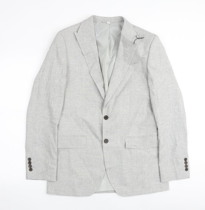 Marks and Spencer Mens Grey Flax Jacket Suit Jacket Size 38 Regular