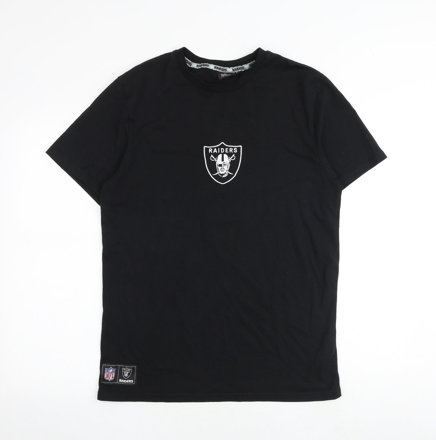 Raiders Mens Black Cotton T-Shirt Size L Crew Neck