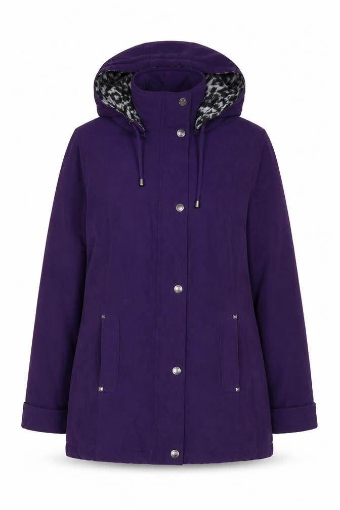 Front view of First Avenue women’s purple jacket, size UK 12, zip