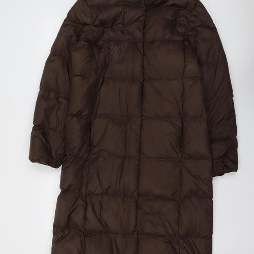 Marks and Spencer Womens Brown Quilted Coat Size 10 Zip