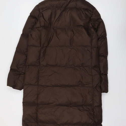 Marks and Spencer Womens Brown Quilted Coat Size 10 Zip