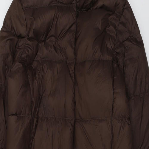Marks and Spencer Womens Brown Quilted Coat Size 10 Zip