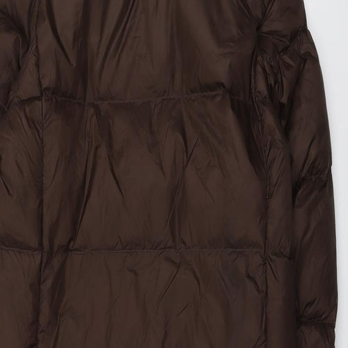 Marks and Spencer Womens Brown Quilted Coat Size 10 Zip