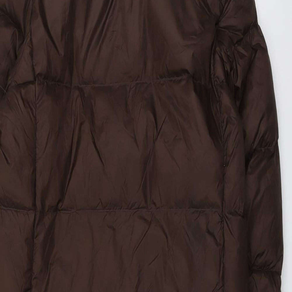 Marks and Spencer Womens Brown Quilted Coat Size 10 Zip
