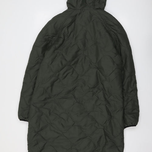 Marks and Spencer Womens Green Quilted Coat Size 10 Zip