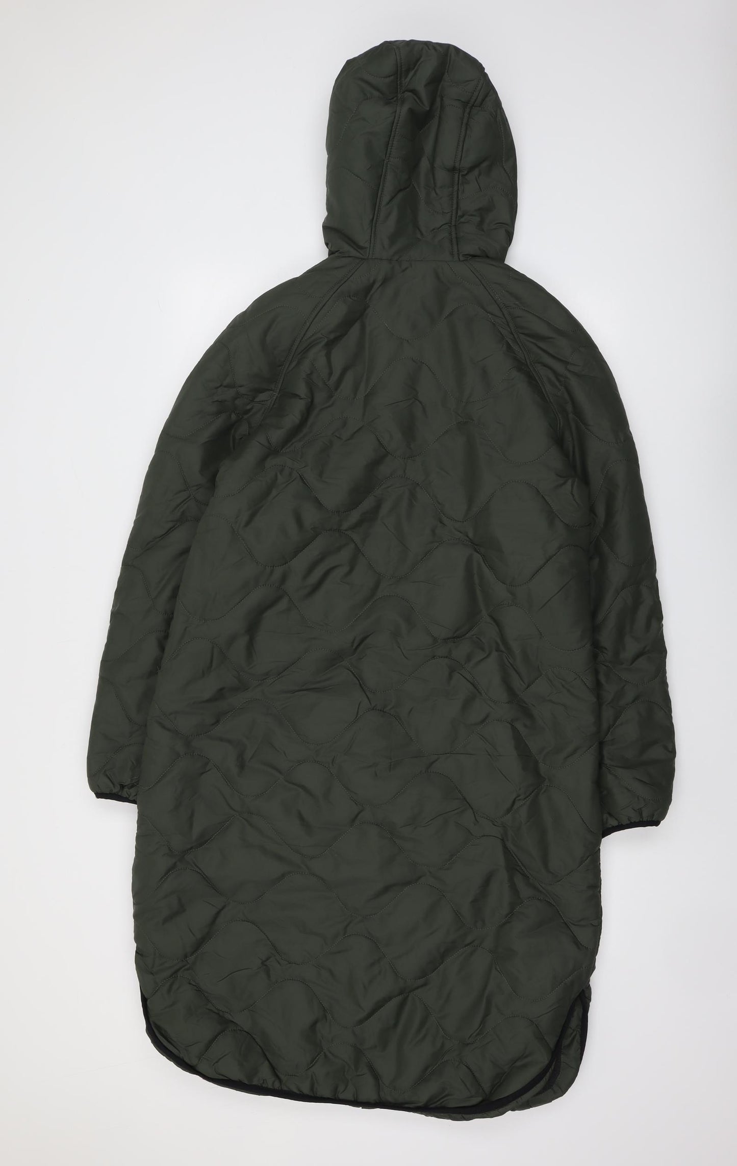 Marks and Spencer Womens Green Quilted Coat Size 10 Zip