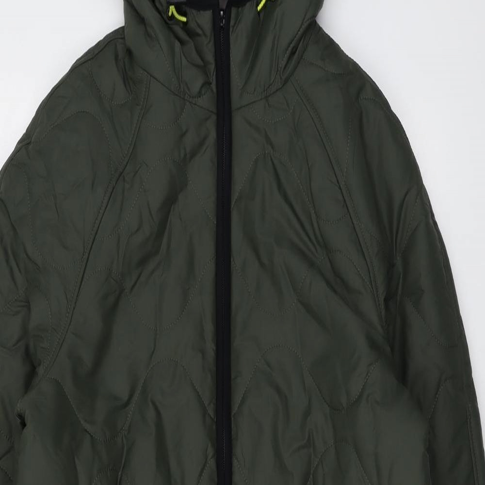 Marks and Spencer Womens Green Quilted Coat Size 10 Zip