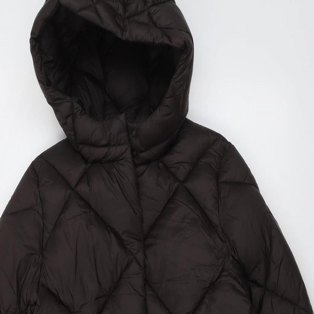 Marks and Spencer Girls Brown Quilted Coat Size 9-10 Years Zip
