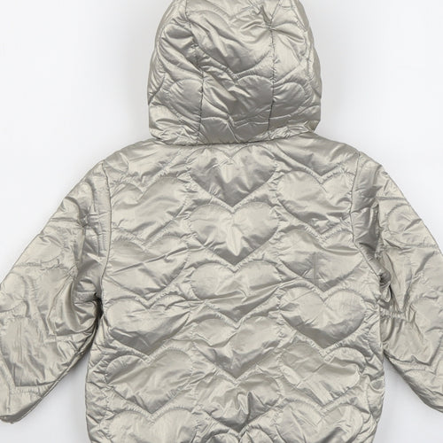 Marks and Spencer Girls Gold Quilted Jacket Size 2-3 Years Zip - Fluffy Lining Metallic