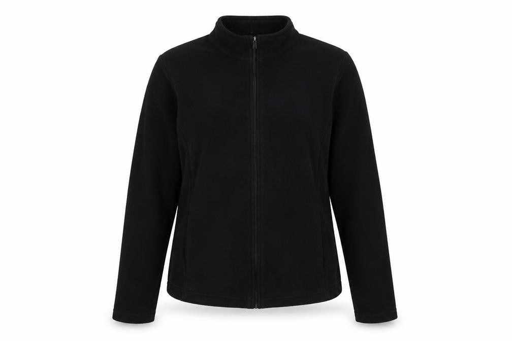 Front view of Marks & Spencer women’s black jacket, size UK 14, zip