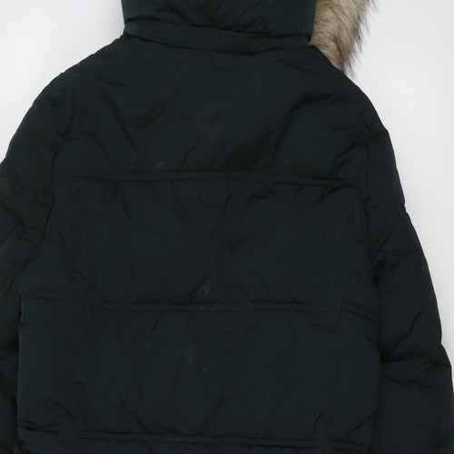 Marks and Spencer Womens Green Quilted Coat Size 12 Zip