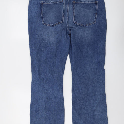 Marks and Spencer Womens Blue Cotton Bootcut Jeans Size 18 L27 in Regular Button